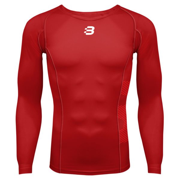 Mens Compression Long Sleeve Top - Dark Red