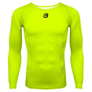 Mens Compression Long Sleeve Top - Fluoro Yellow