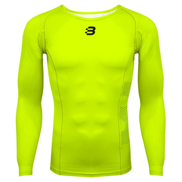 Mens Compression Long Sleeve Top - Fluoro Yellow