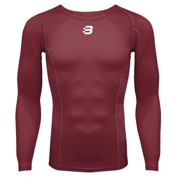 Mens Compression Long Sleeve Top - Light Maroon