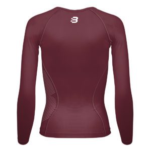 Women's maroon compression long sleeve top - back