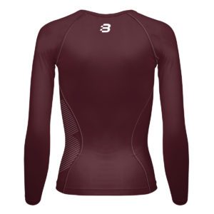 Women's dark maroon compression long sleeve top - back