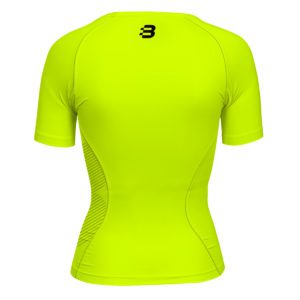 Women's fluorescent yellow compression tshirt - back