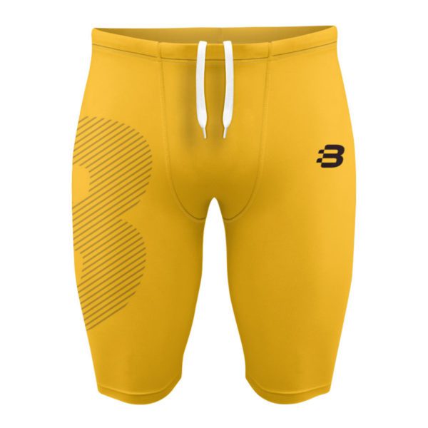 Men's yellow compression shorts - front