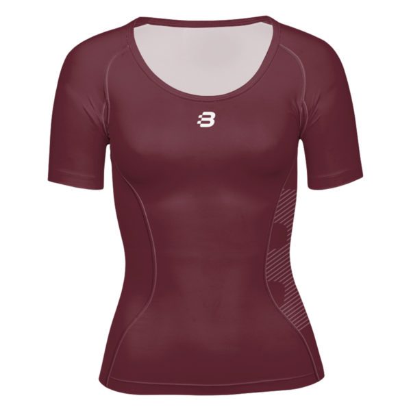 Ladies maroon compression t-shirt