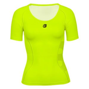 Ladies fluorescent yellow compression t-shirt