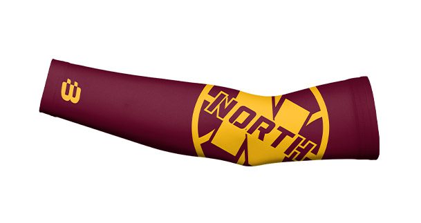 Basketball Shooter Sleeve Example - maroon and gold with big logo