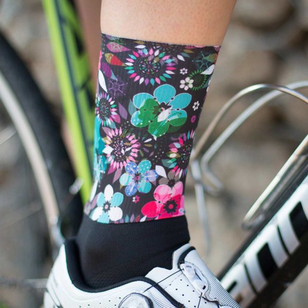 Womens Dark Floral 5 inch Cycling Socks