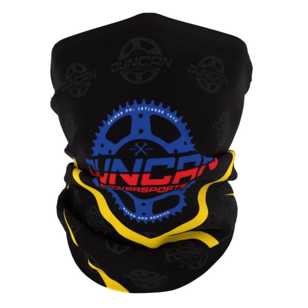 Custom Motorsport Apparel - Duncan Racing Black Example - Neck Protection - Any Design, Any Colour - Front