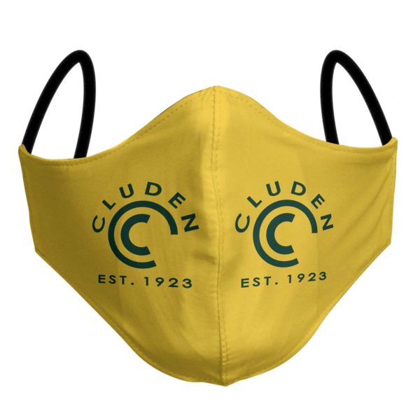 Custom Cricket Apparel - Cluden Cricket Club Example - Face Mask - Any Design, Any Colour - Add Your Logo - Front