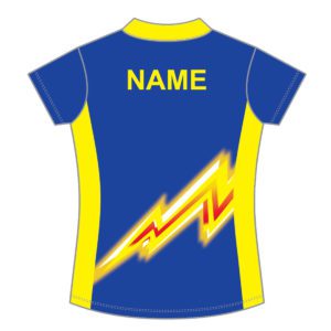 VL89018 - Seacliff Church Netball Club - 3617 vneck polo shirt - womens - adult - back + name