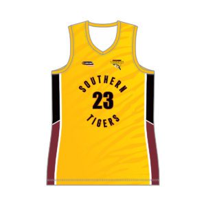 VL89529 - southern tigers - 6239 - v neck reversible basketball singlet - womens - adult(curves)_front