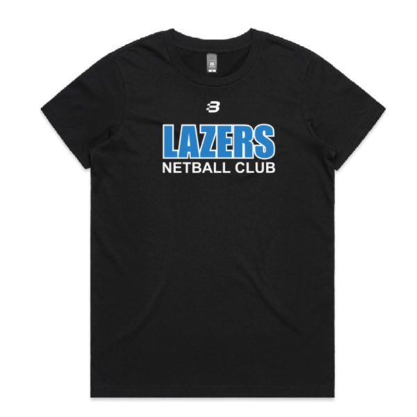 Lazers Netball Club - T Shirt - Black - Womens