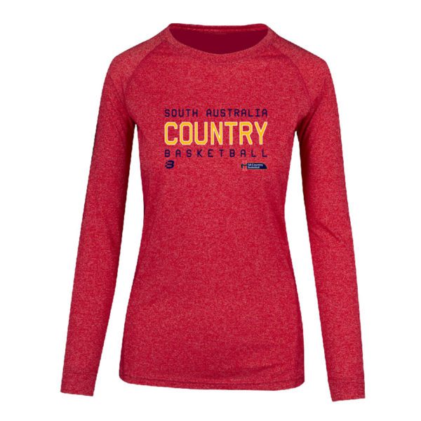 SA COUNTRY BASKETBALL - STAFF - HEATHER RED TSHIRT - LS - WOMENS