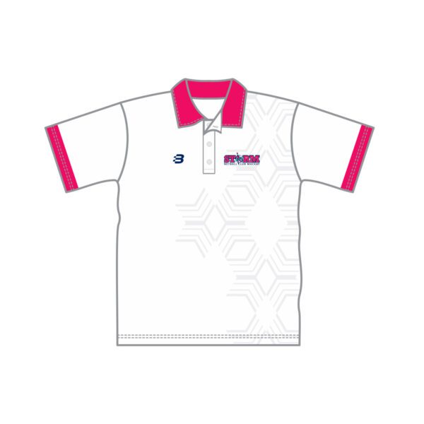 VL104491 - storm netball club mackay - 052 - polo shirt unisex adult short sleeve set in foldover collar (curves)_front